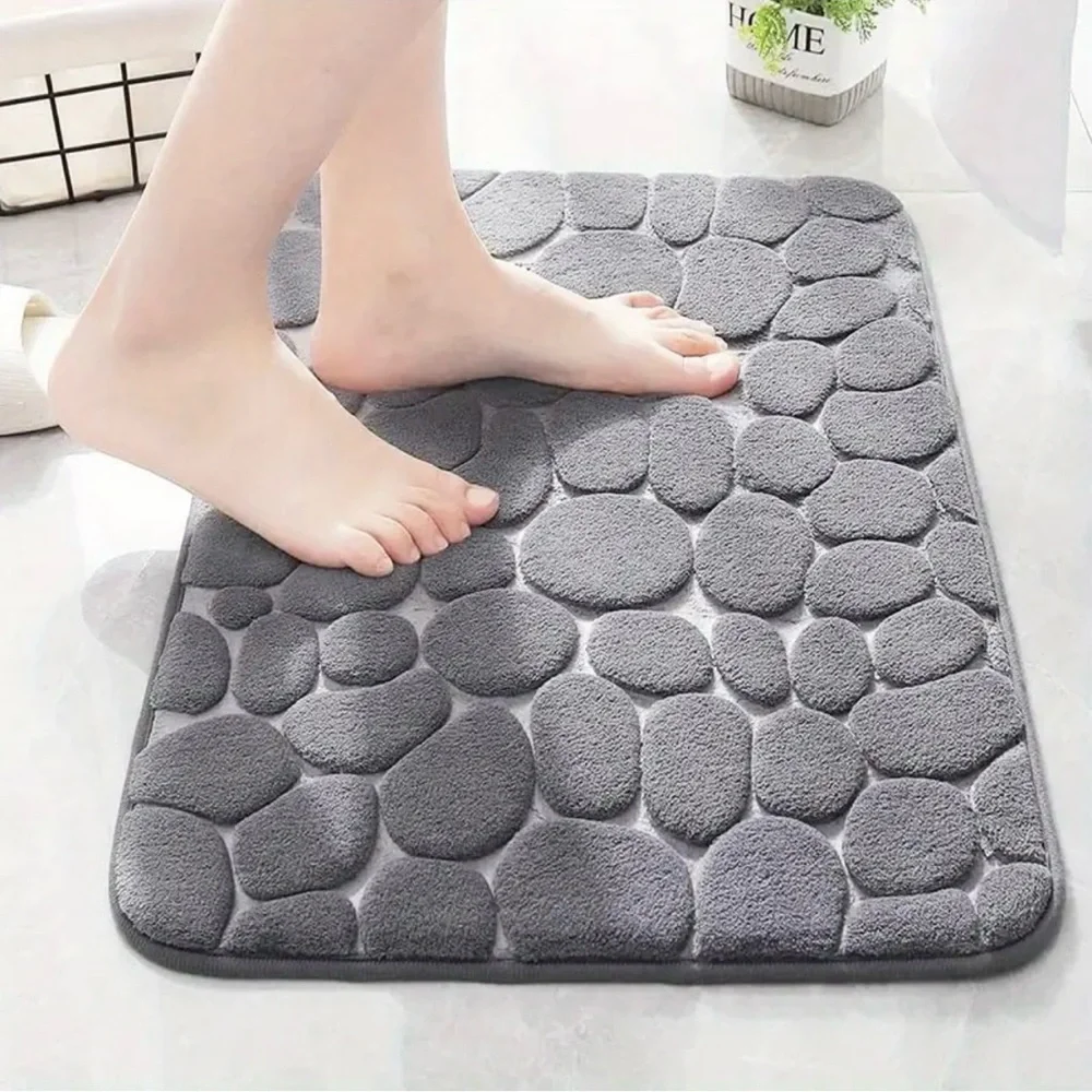 New - Chic - Cobblestone Comfort Memory Foam Bath Mat - Grey